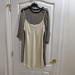 Ralph Lauren 2 Piece "Satin" Dress ream Slip Dress with Spaghetti Straps